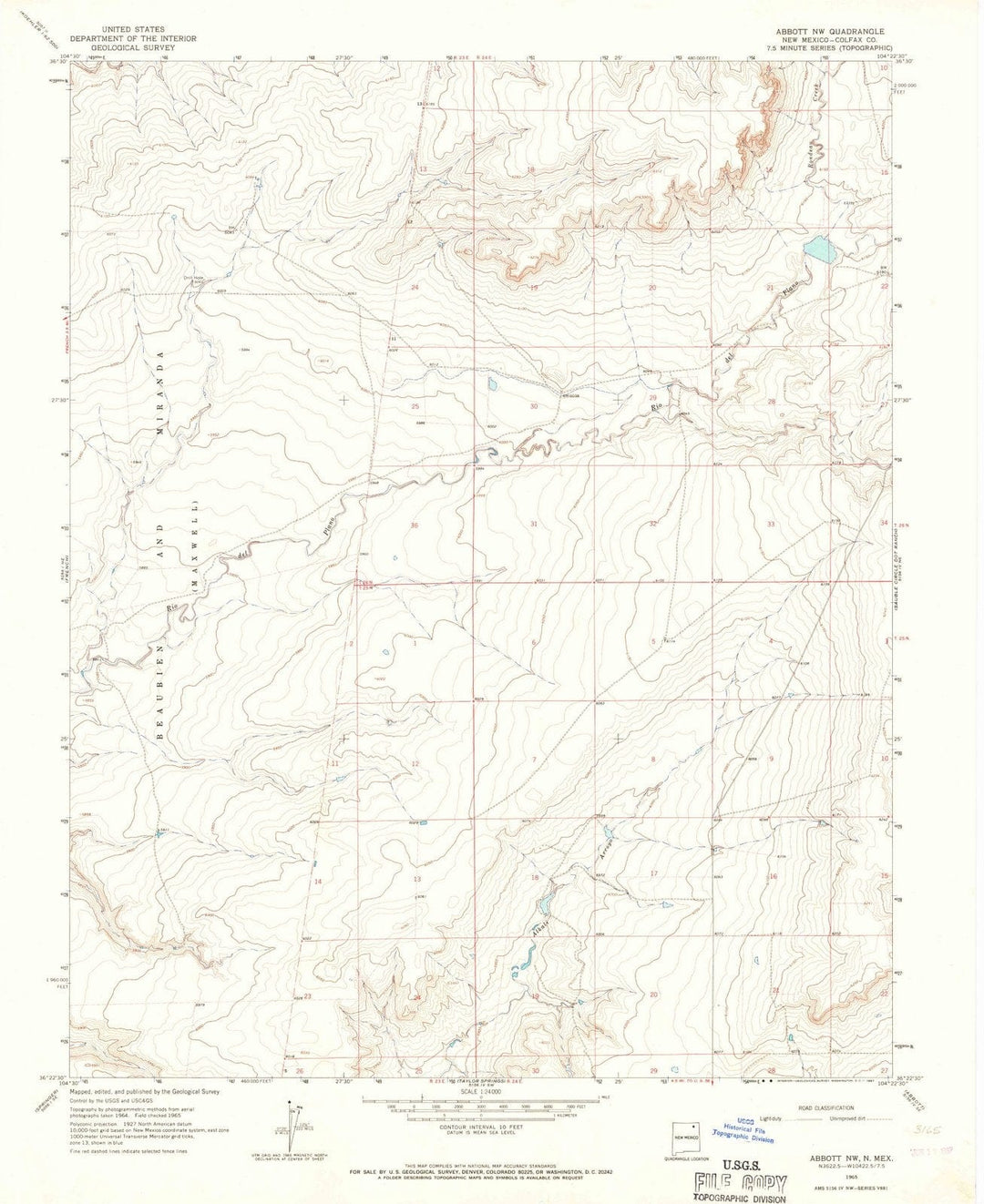 1965 Abbott, NM - New Mexico - USGS Topographic Map