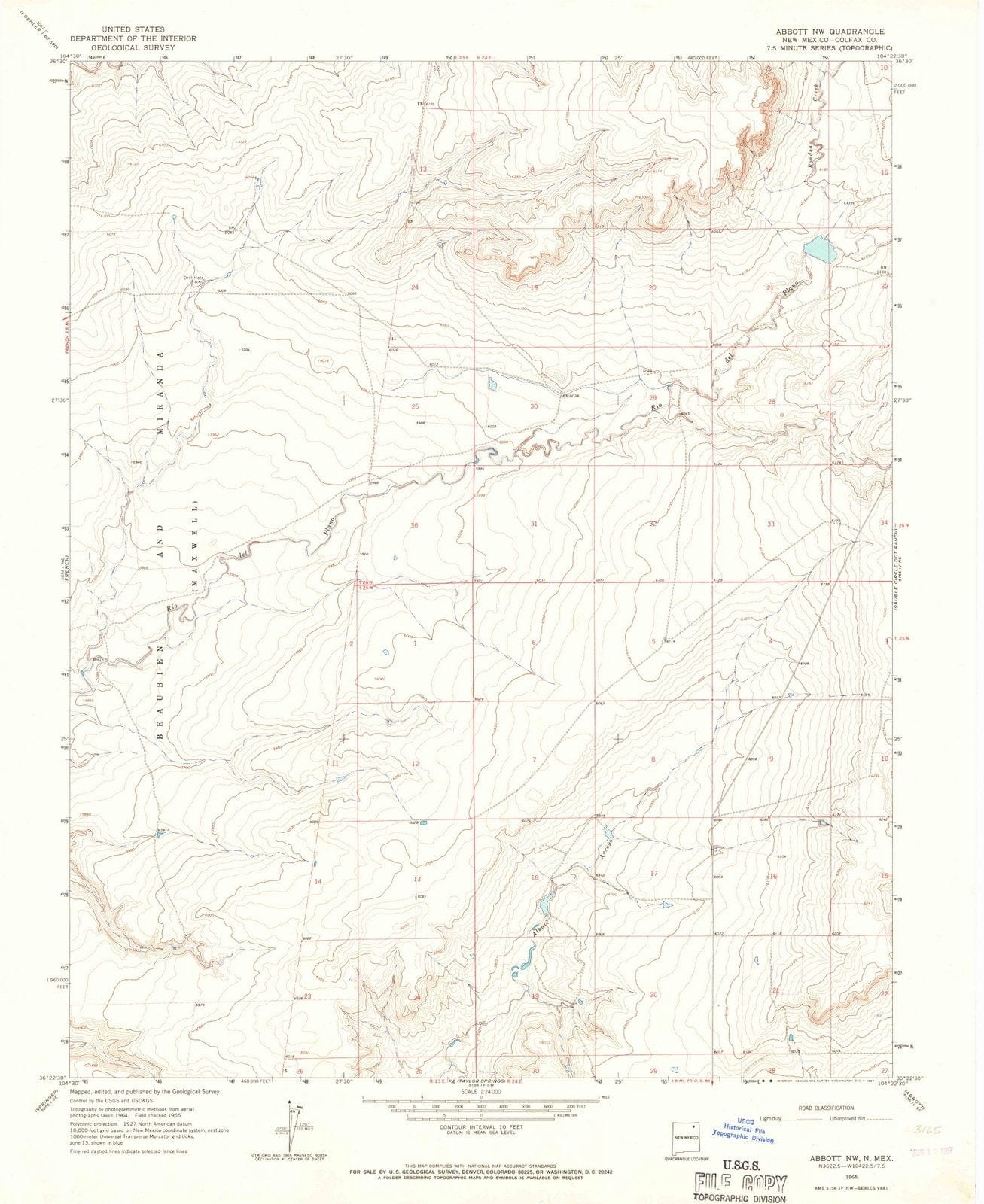 1965 Abbott, NM - New Mexico - USGS Topographic Map