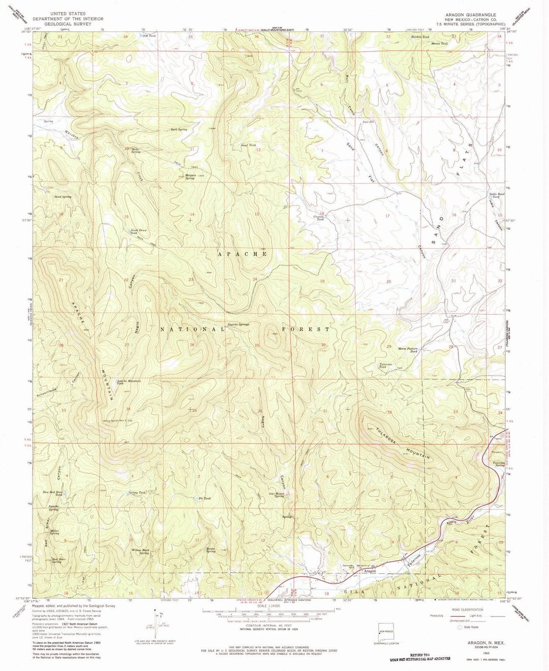 1965 Aragon, NM - New Mexico - USGS Topographic Map