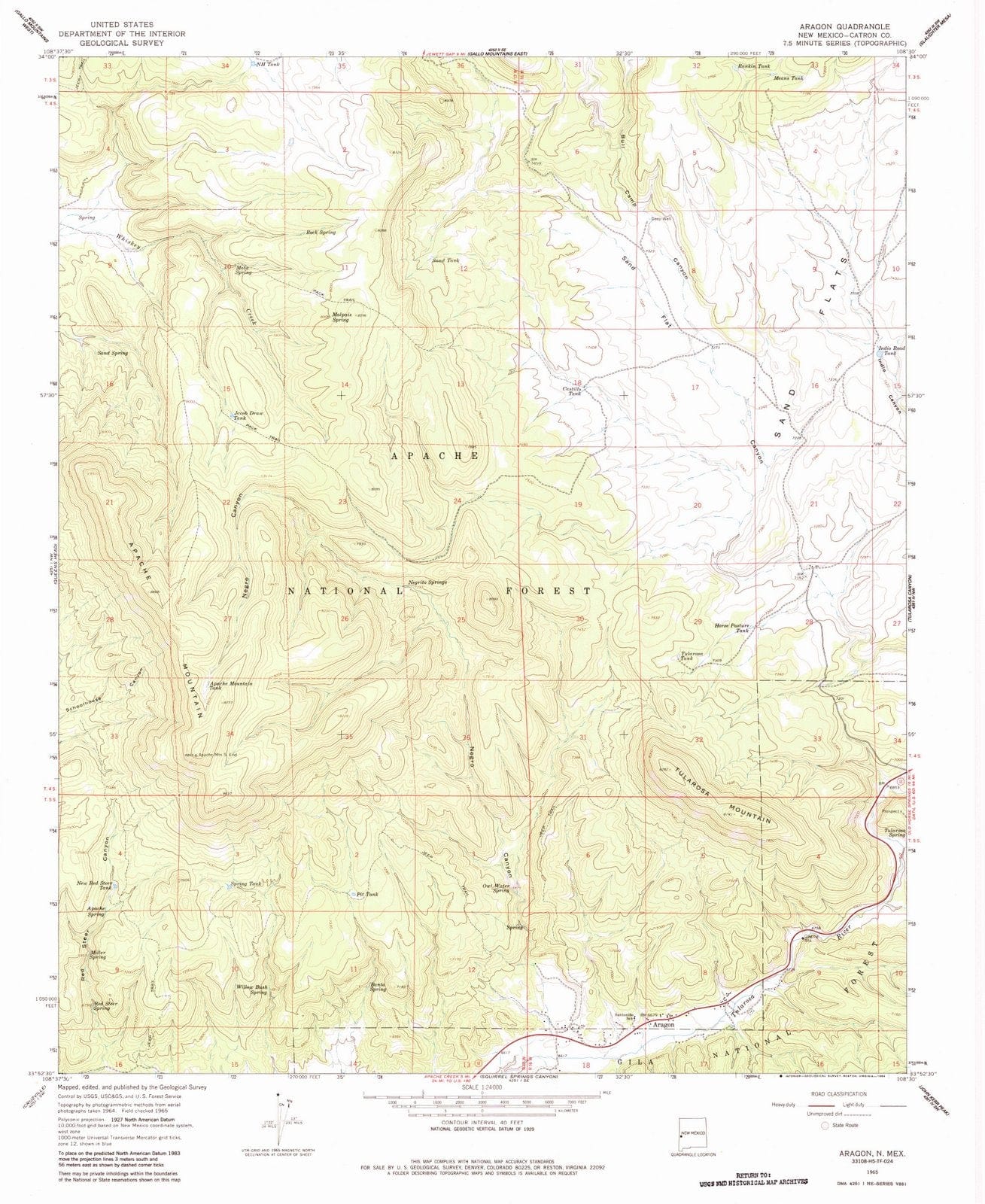 1965 Aragon, NM - New Mexico - USGS Topographic Map
