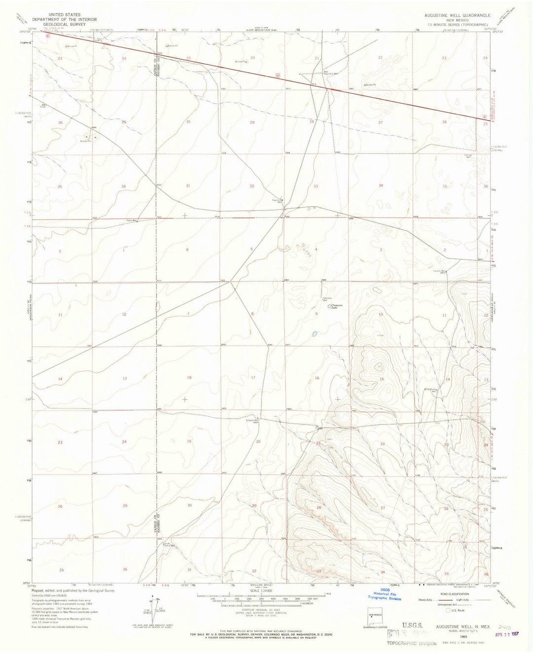 1965 Augustine Well, NM - New Mexico - USGS Topographic Map