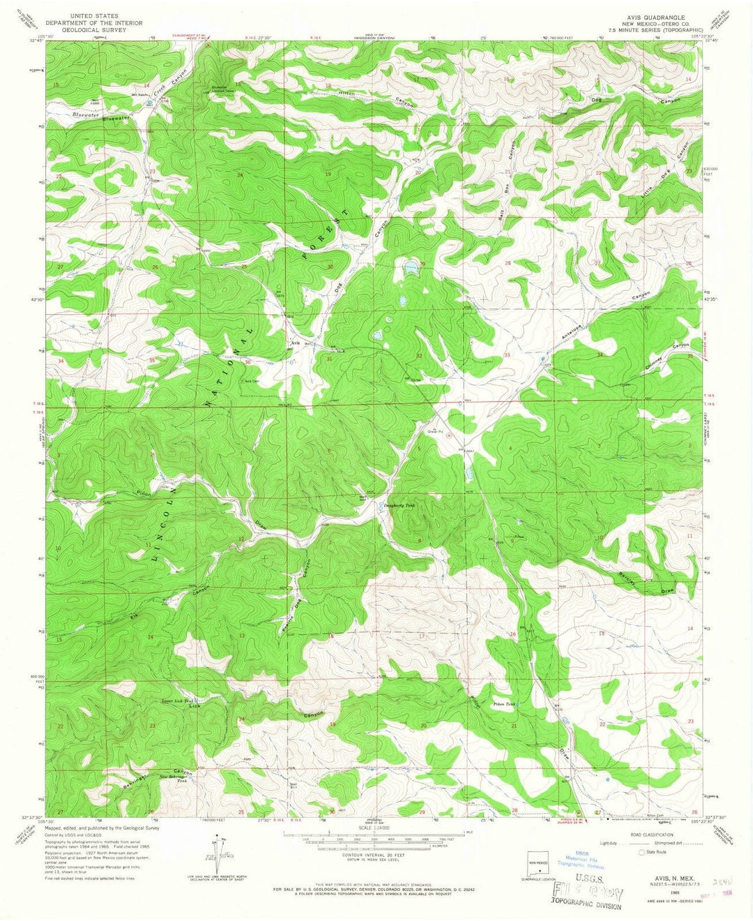 1965 Avis, NM - New Mexico - USGS Topographic Map