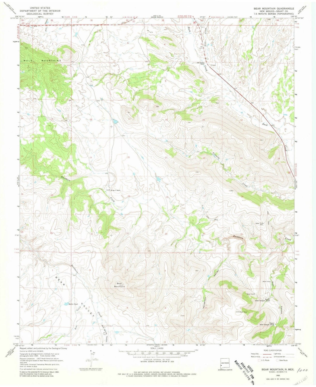 1965 Bear Mountain, NM - New Mexico - USGS Topographic Map