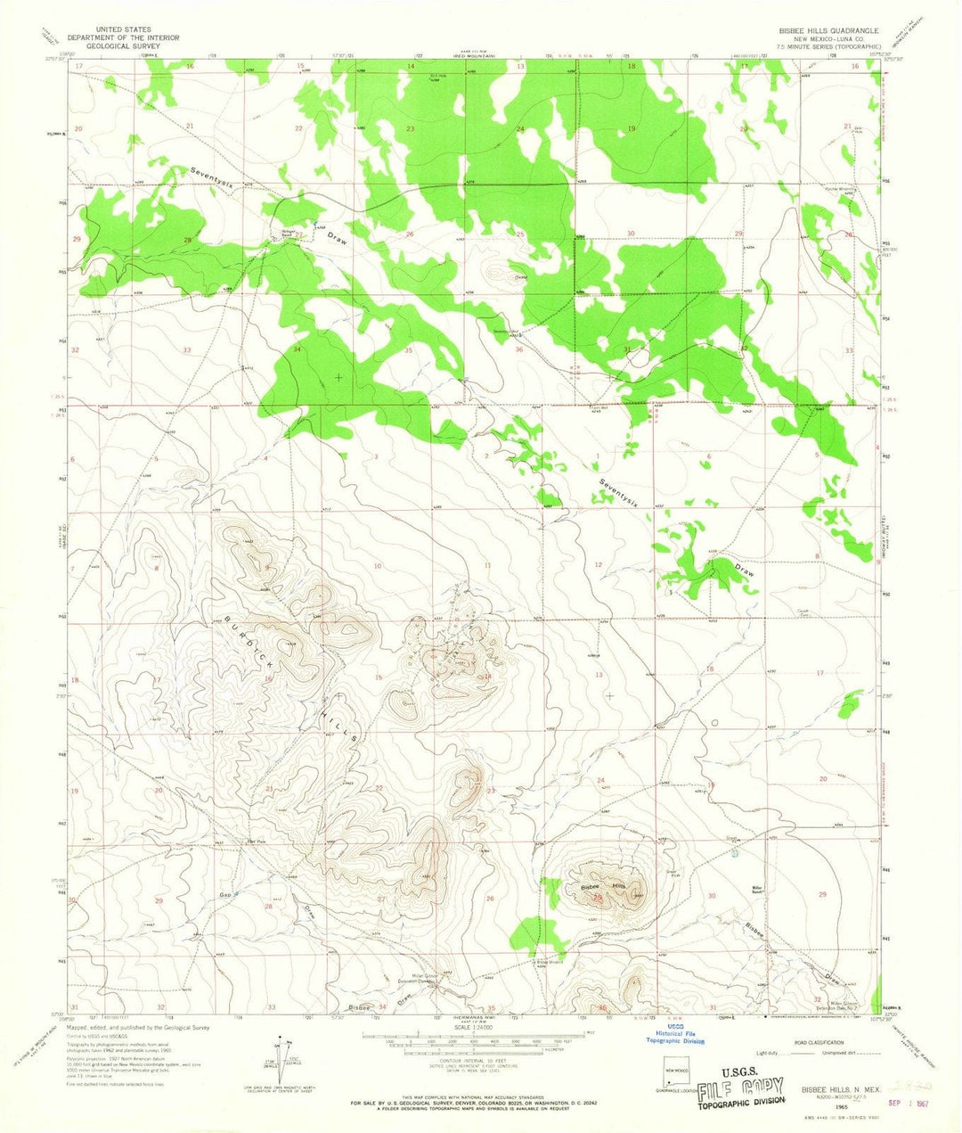 1965 Bisbee Hills, NM - New Mexico - USGS Topographic Map