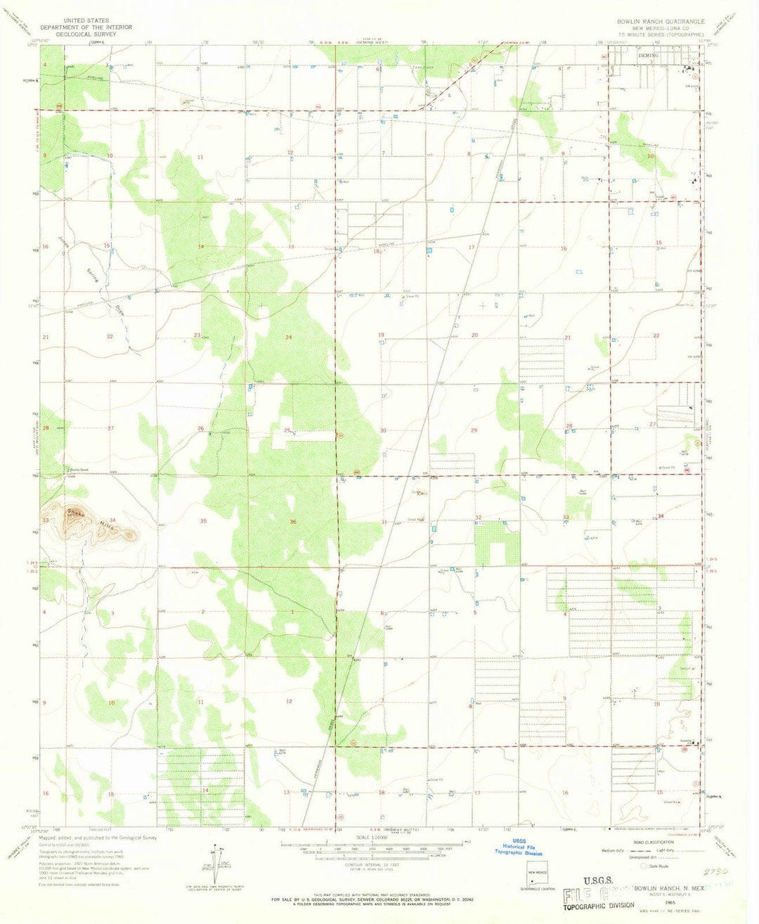 1965 Bowlin Ranch, NM - New Mexico - USGS Topographic Map