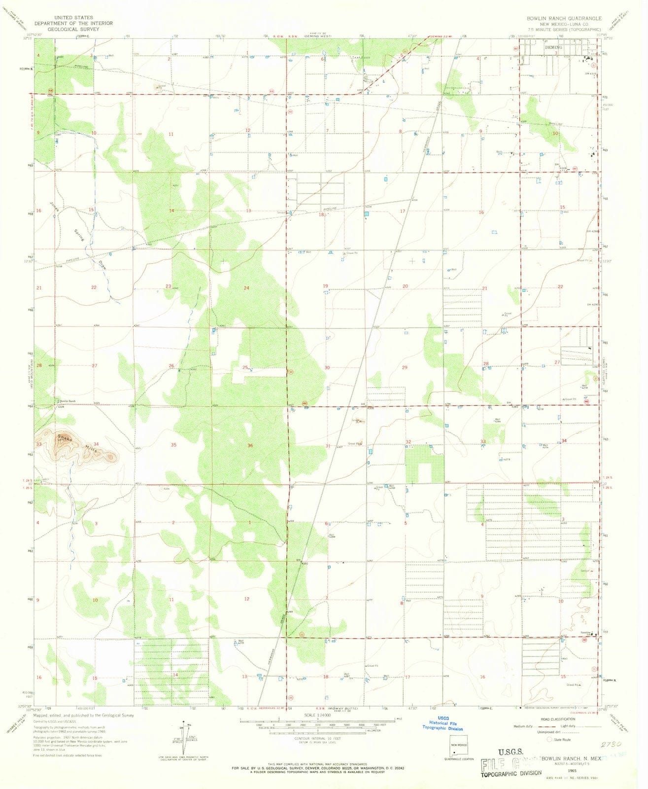 1965 Bowlin Ranch, NM - New Mexico - USGS Topographic Map