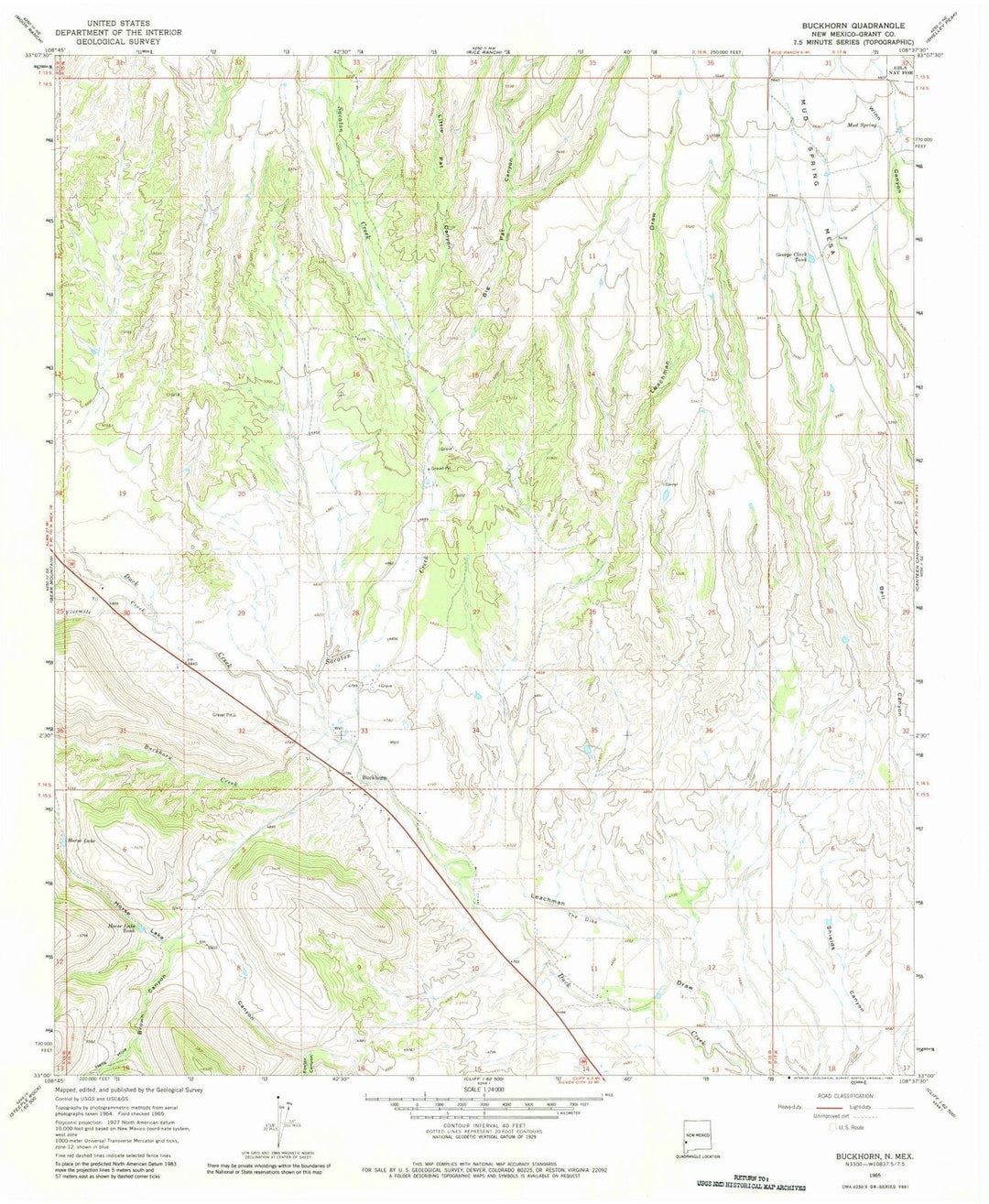 1965 Buckhorn, NM - New Mexico - USGS Topographic Map