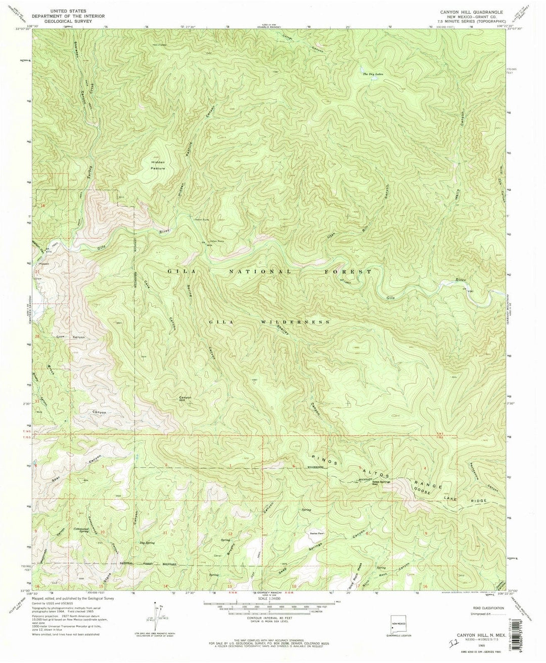 1965 Canyon Hill, NM - New Mexico - USGS Topographic Map