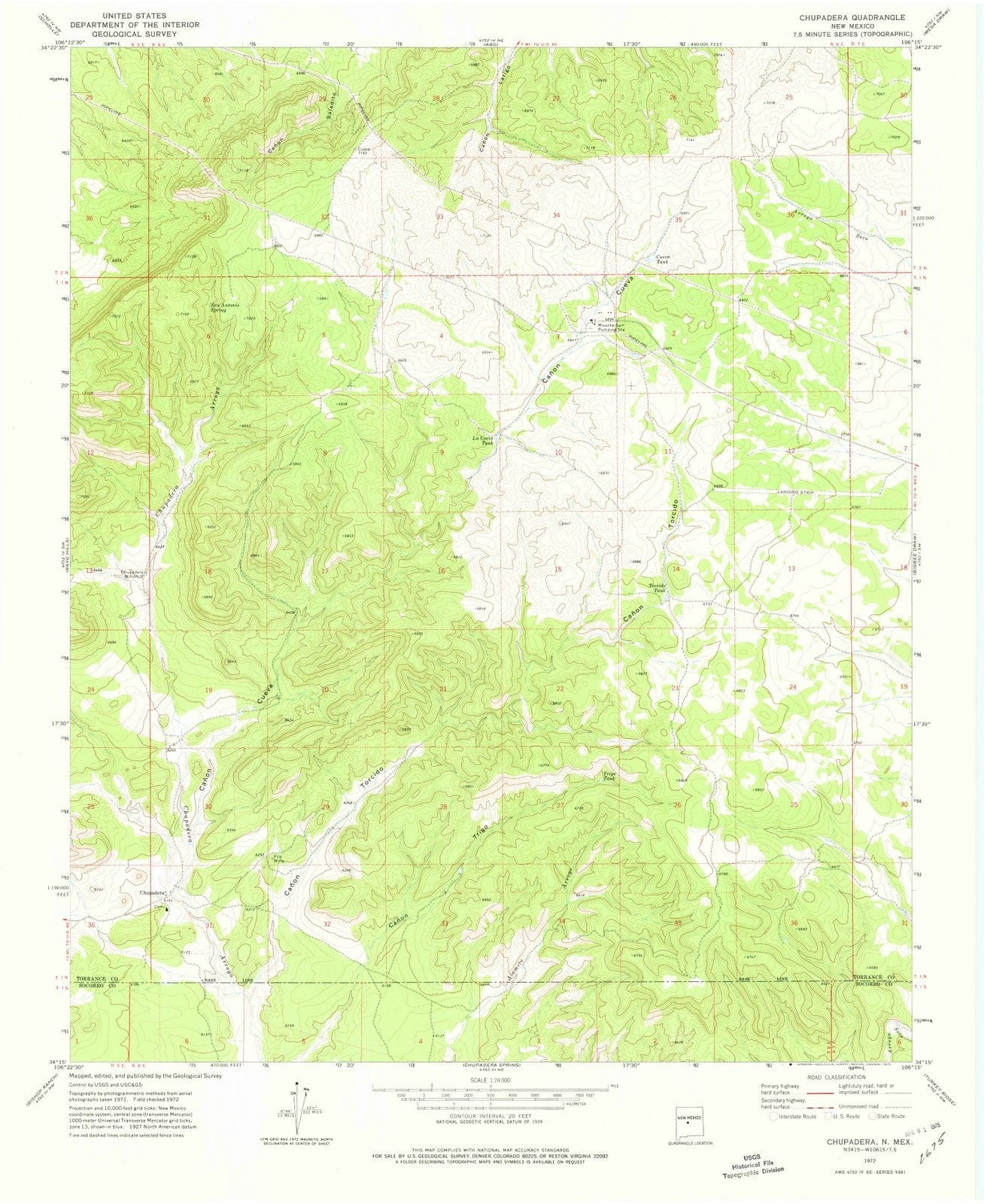 1972 Chupadera, NM - New Mexico - USGS Topographic Map