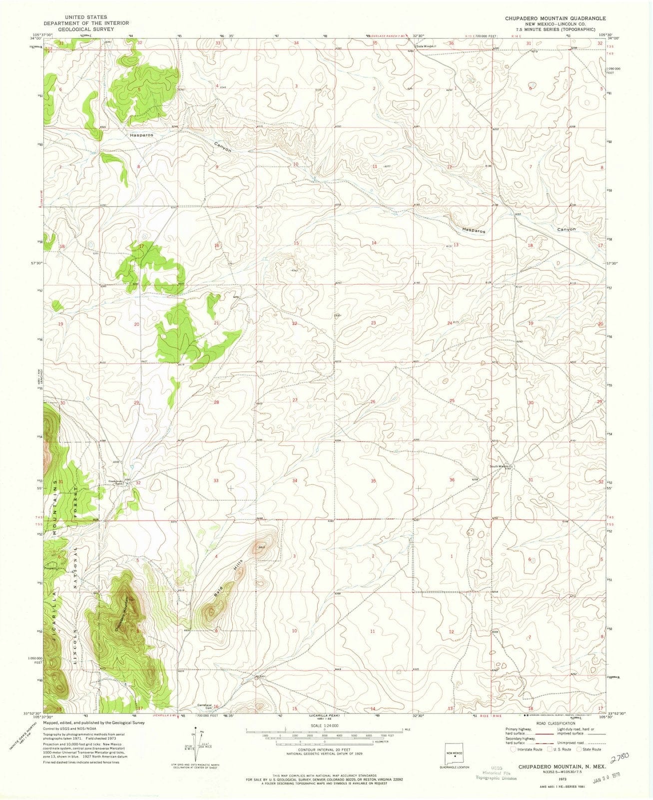 1973 Chupadero Mountain, NM - New Mexico - USGS Topographic Map