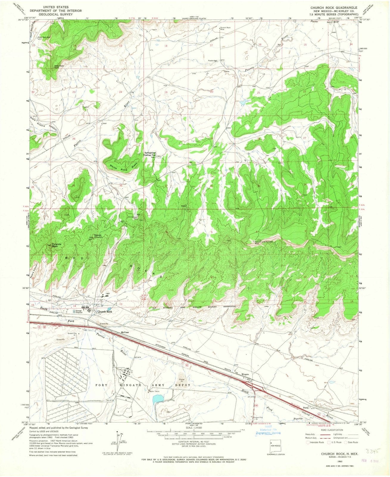 1963 Church Rock, NM - New Mexico - USGS Topographic Map