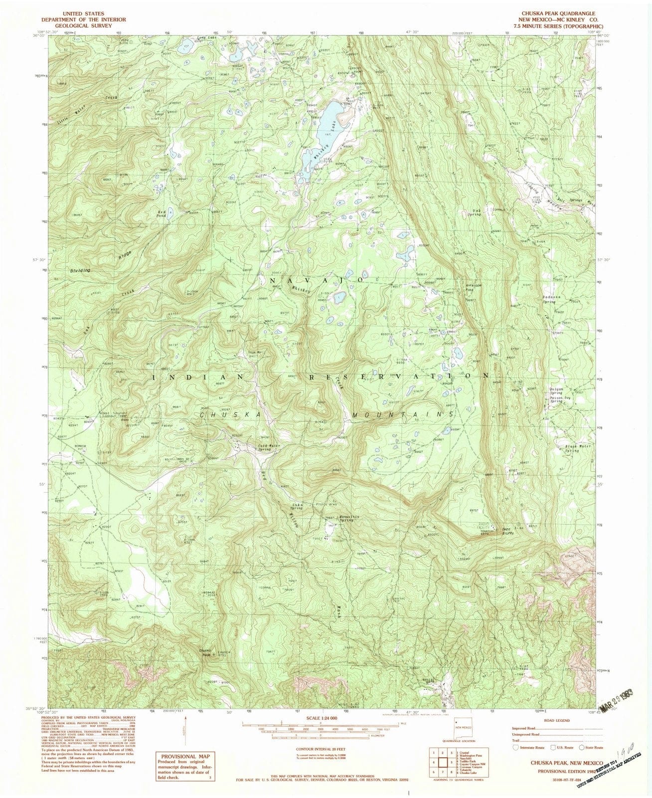 1982 Chuska Peak, NM - New Mexico - USGS Topographic Map