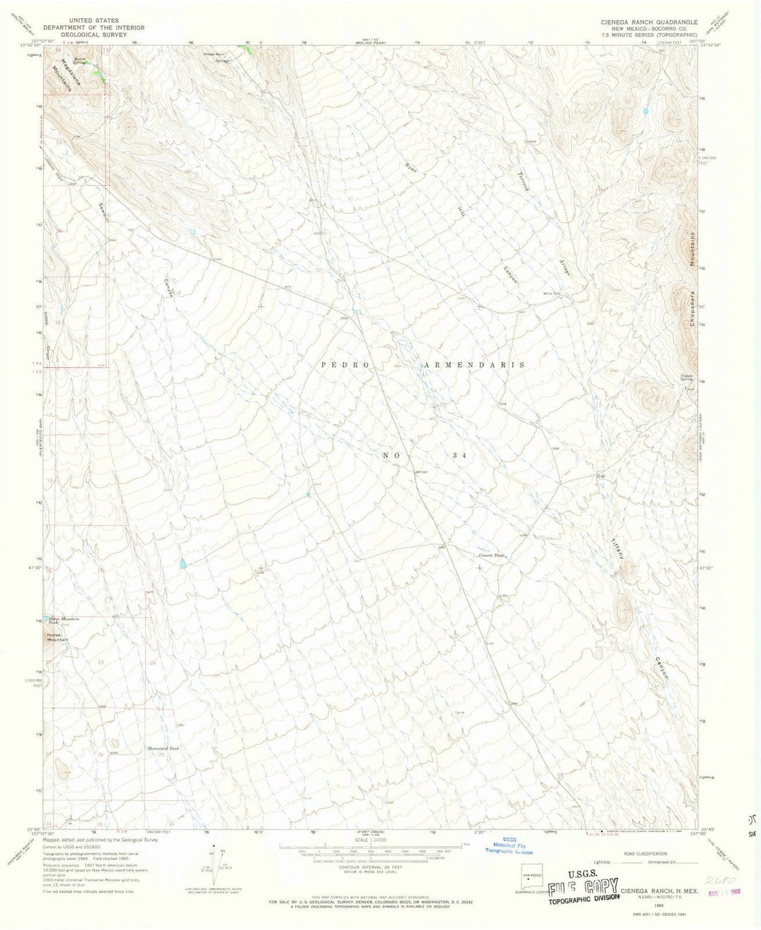 1965 Cienega Ranch, NM - New Mexico - USGS Topographic Map