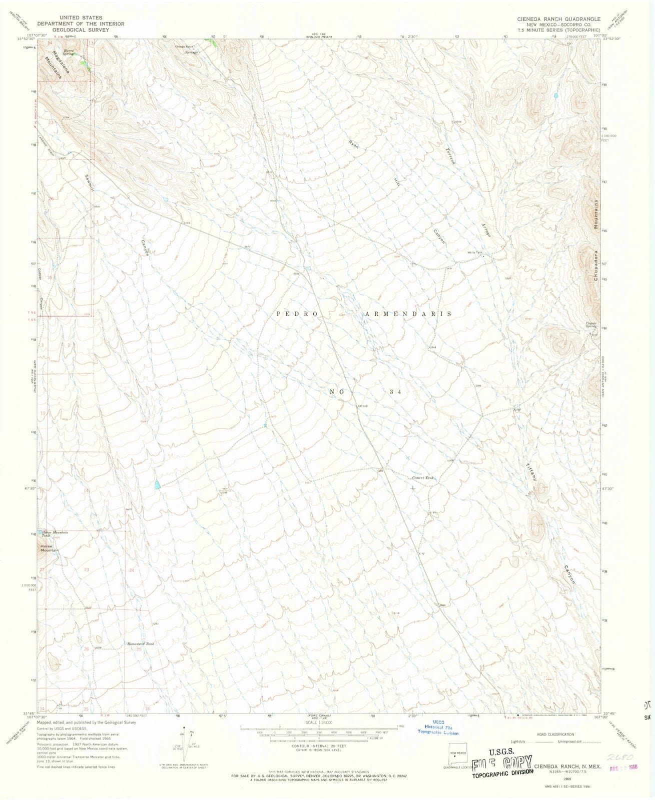 1965 Cienega Ranch, NM - New Mexico - USGS Topographic Map