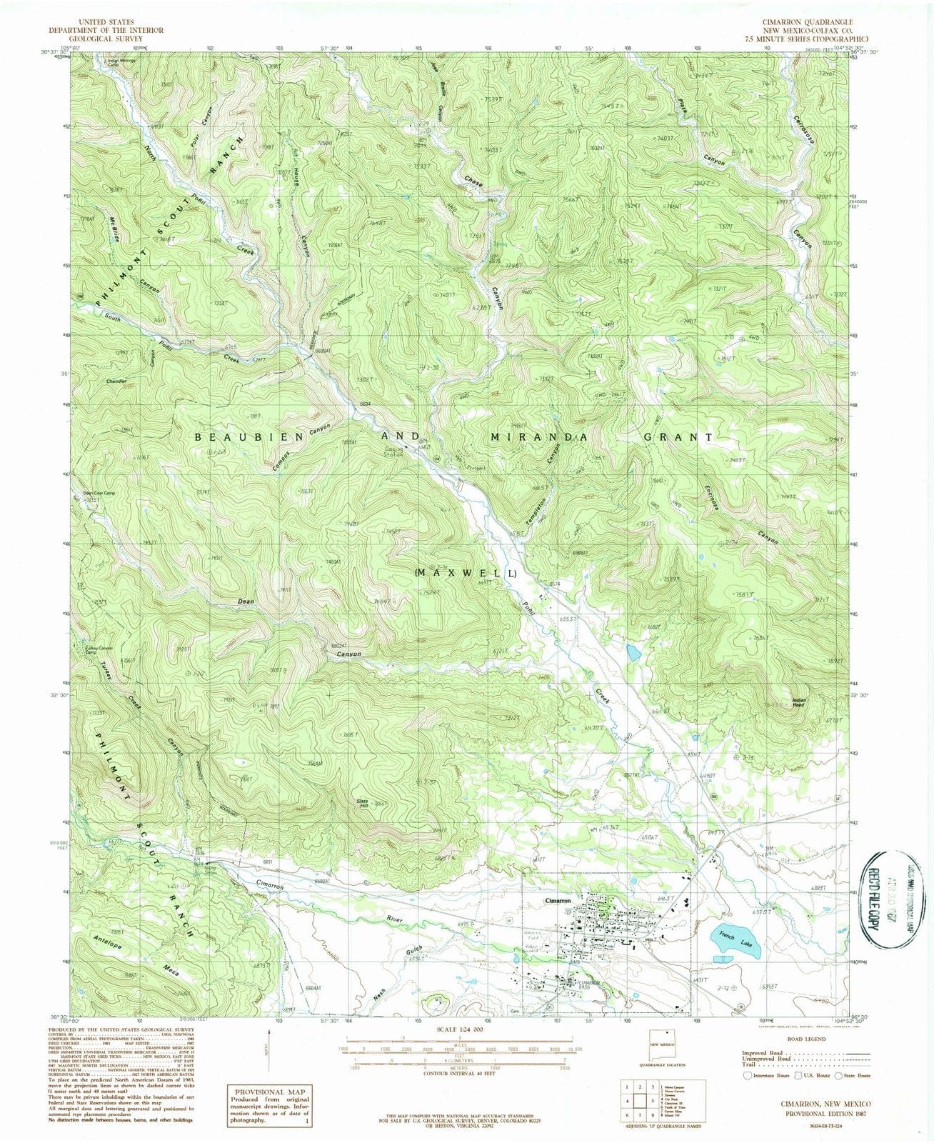 1987 Cimarron, NM - New Mexico - USGS Topographic Map