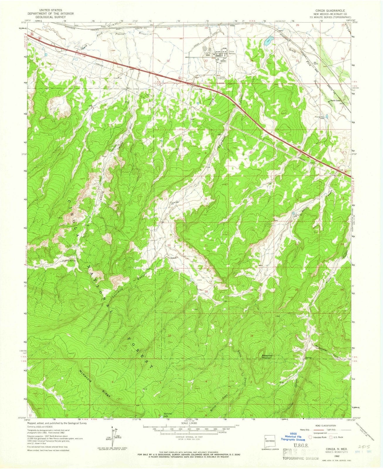 1962 Ciniza, NM - New Mexico - USGS Topographic Map