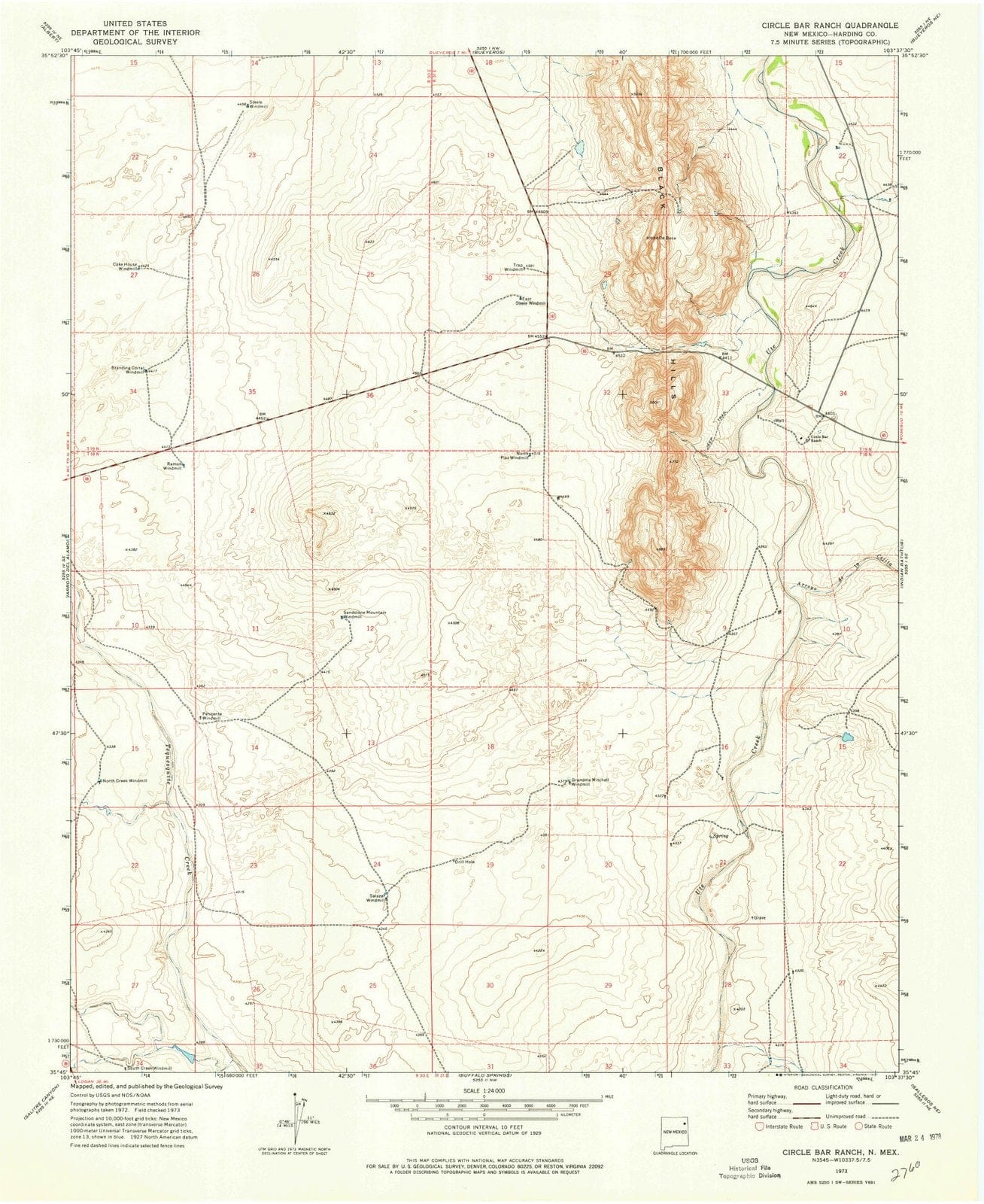 1973 Circle Bar Ranch, NM - New Mexico - USGS Topographic Map