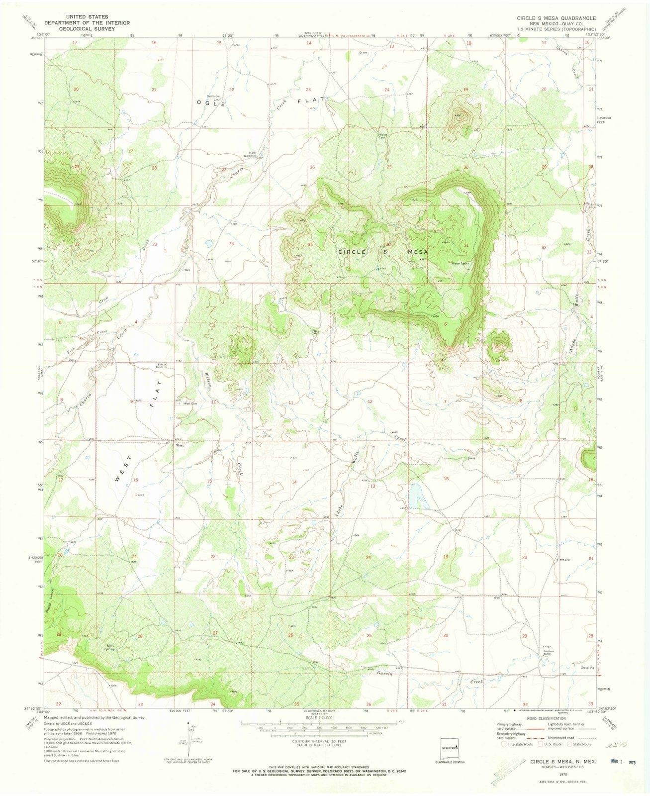 1970 Circles S Mesa, NM - New Mexico - USGS Topographic Map