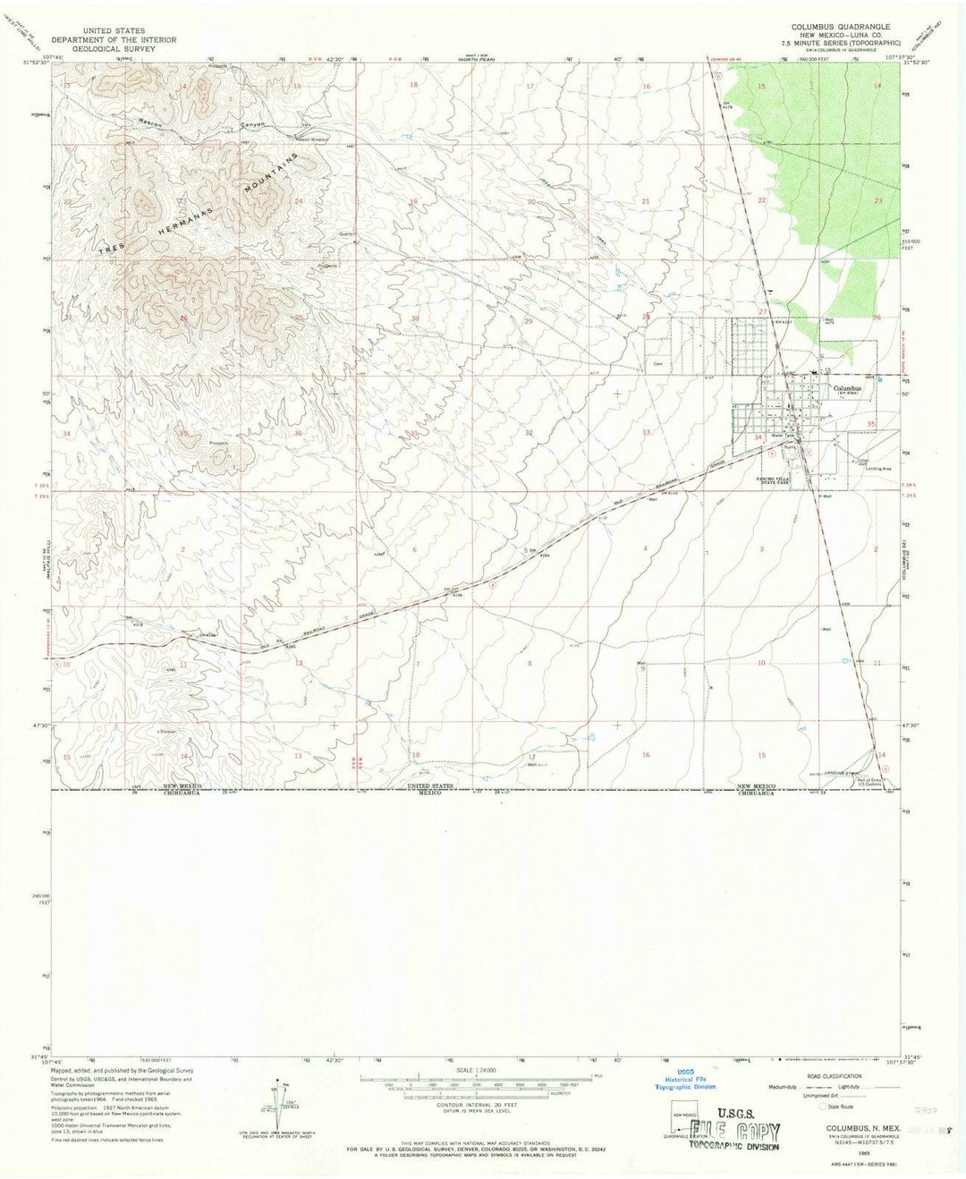 1965 Columbus, NM - New Mexico - USGS Topographic Map