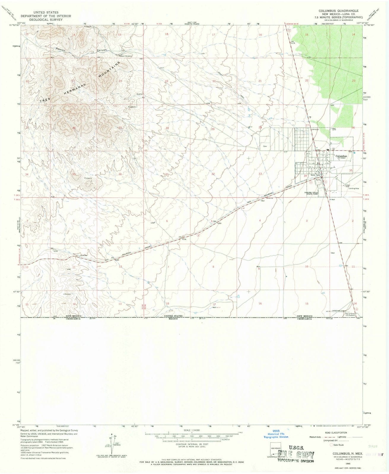 1965 Columbus, NM - New Mexico - USGS Topographic Map