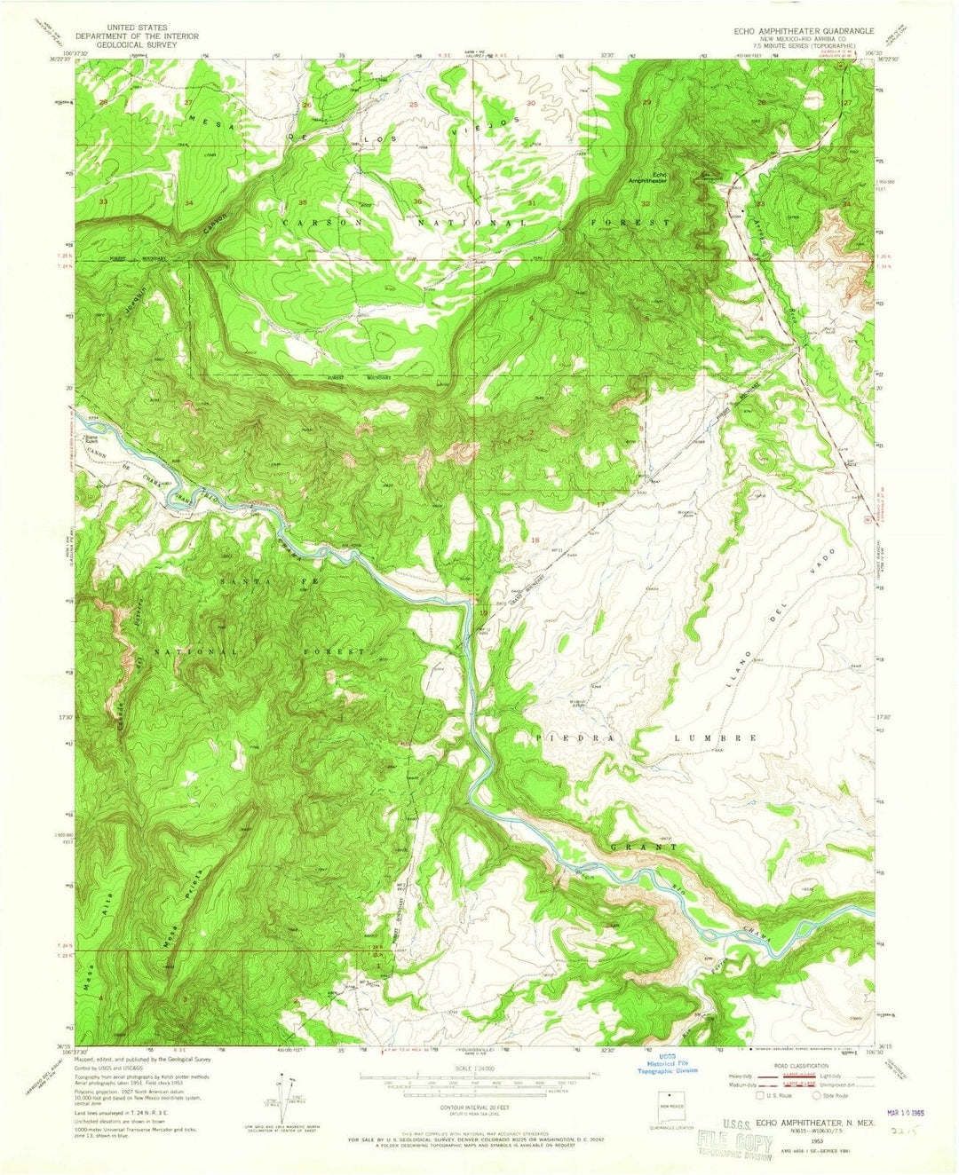 1953 Echo Ampitheater, NM - New Mexico - USGS Topographic Map