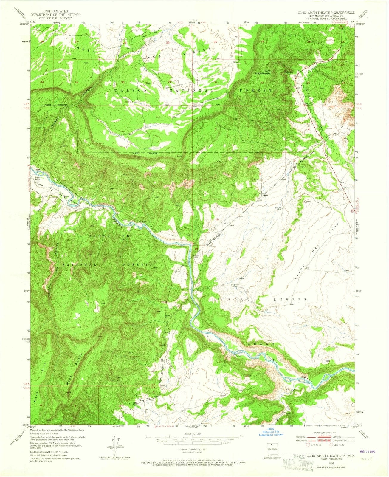 1953 Echo Ampitheater, NM - New Mexico - USGS Topographic Map