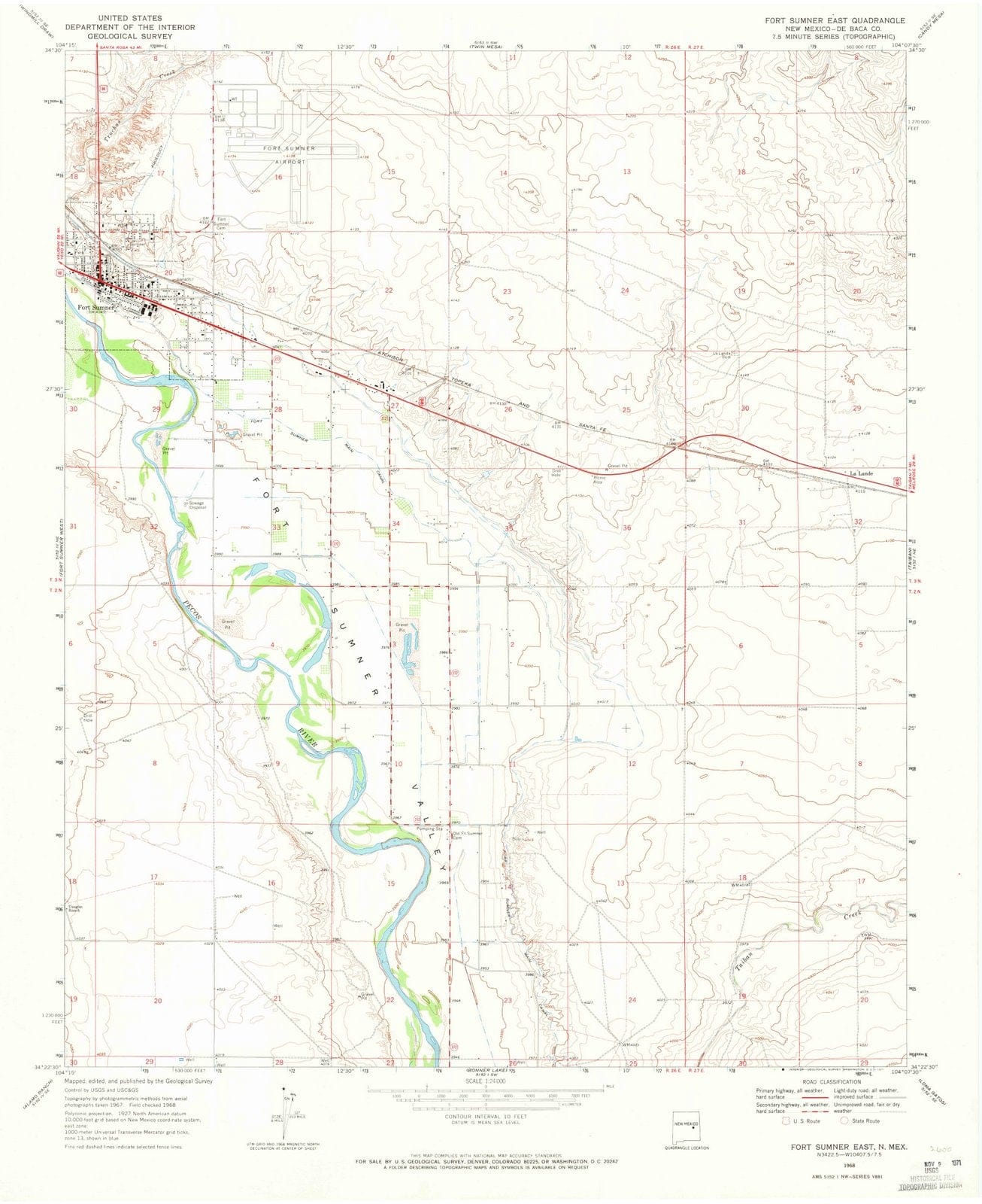 1968 Fort Sumner East, NM - New Mexico - USGS Topographic Map