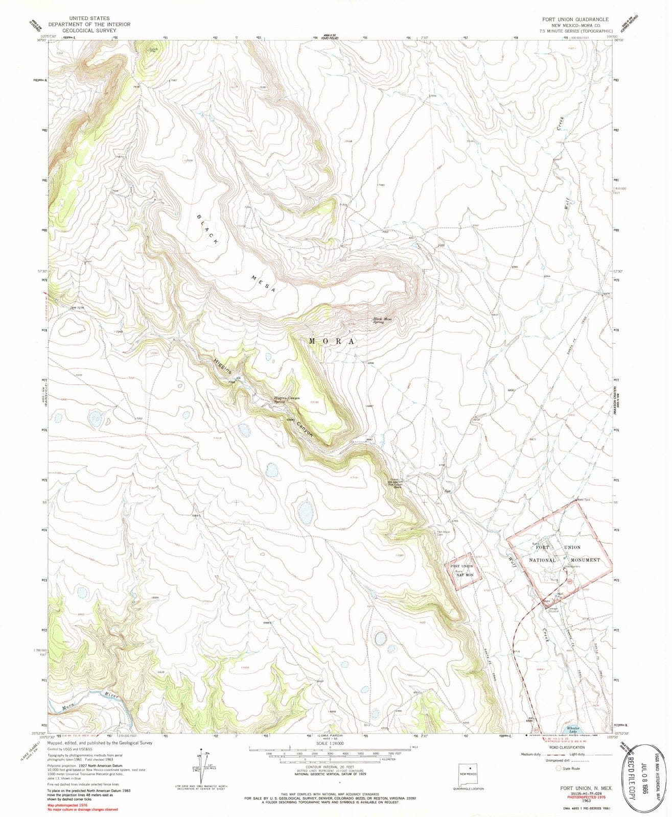 1963 Fort Union, NM - New Mexico - USGS Topographic Map