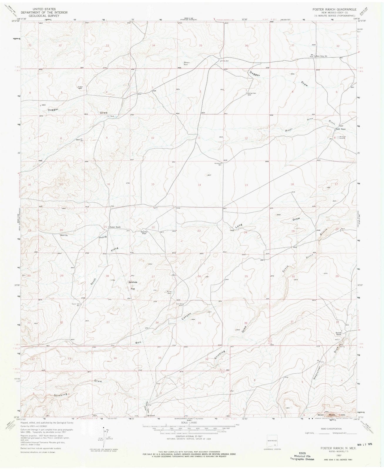 1957 Foster Ranch, NM - New Mexico - USGS Topographic Map
