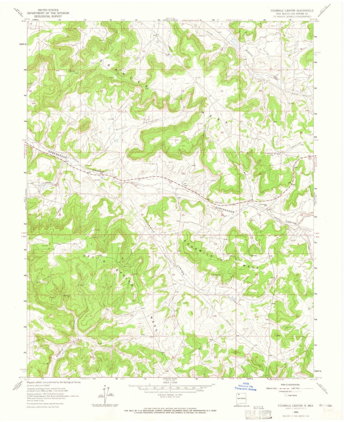 1963 Fourmile Canyon, NM - New Mexico - USGS Topographic Map