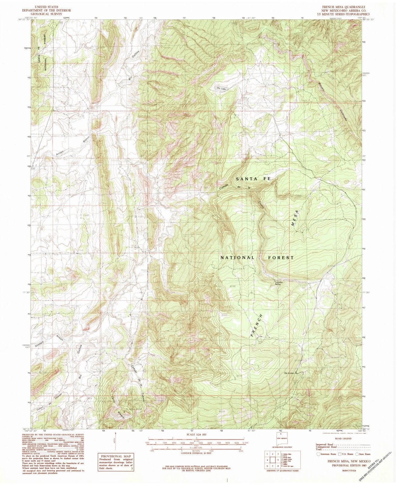 1983 French Mesa, NM - New Mexico - USGS Topographic Map