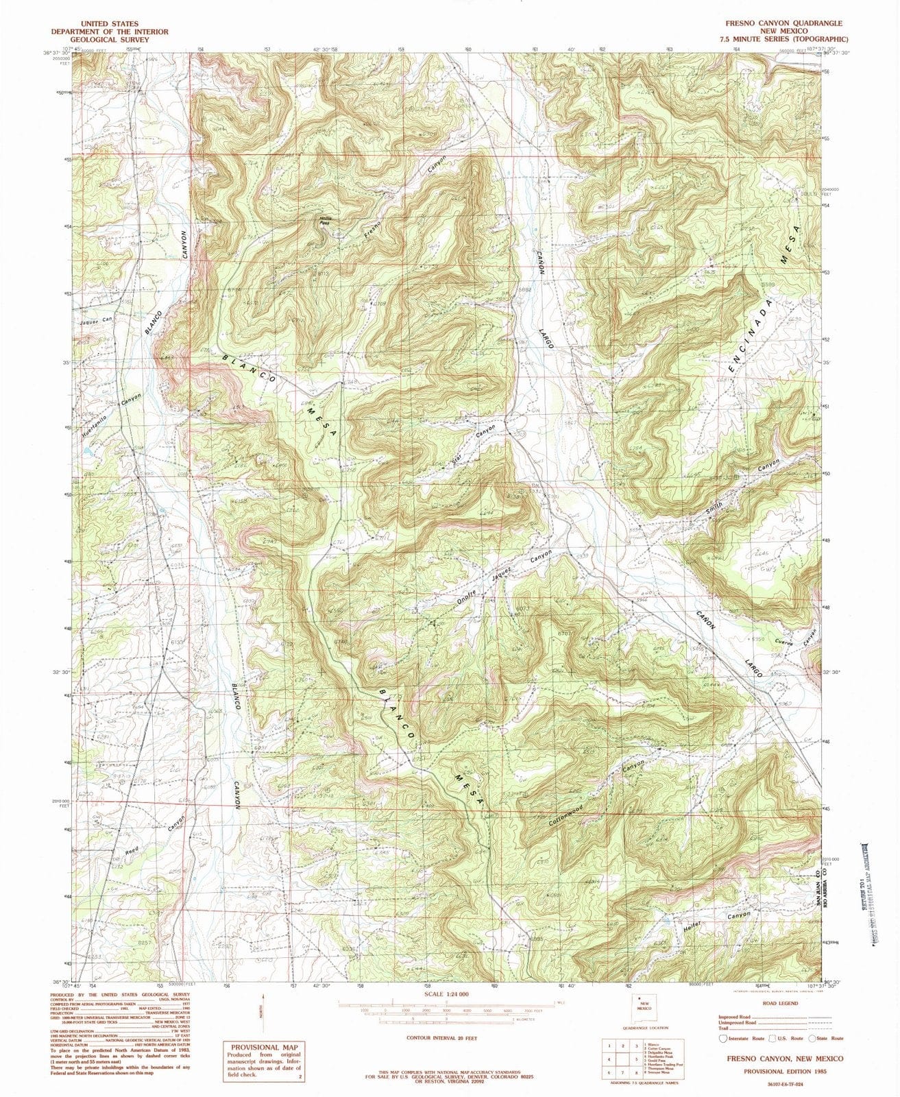 1985 Fresno Canyon, NM - New Mexico - USGS Topographic Map