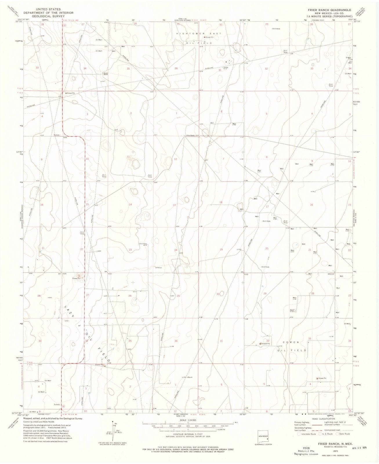 1973 Frier Ranch, NM - New Mexico - USGS Topographic Map