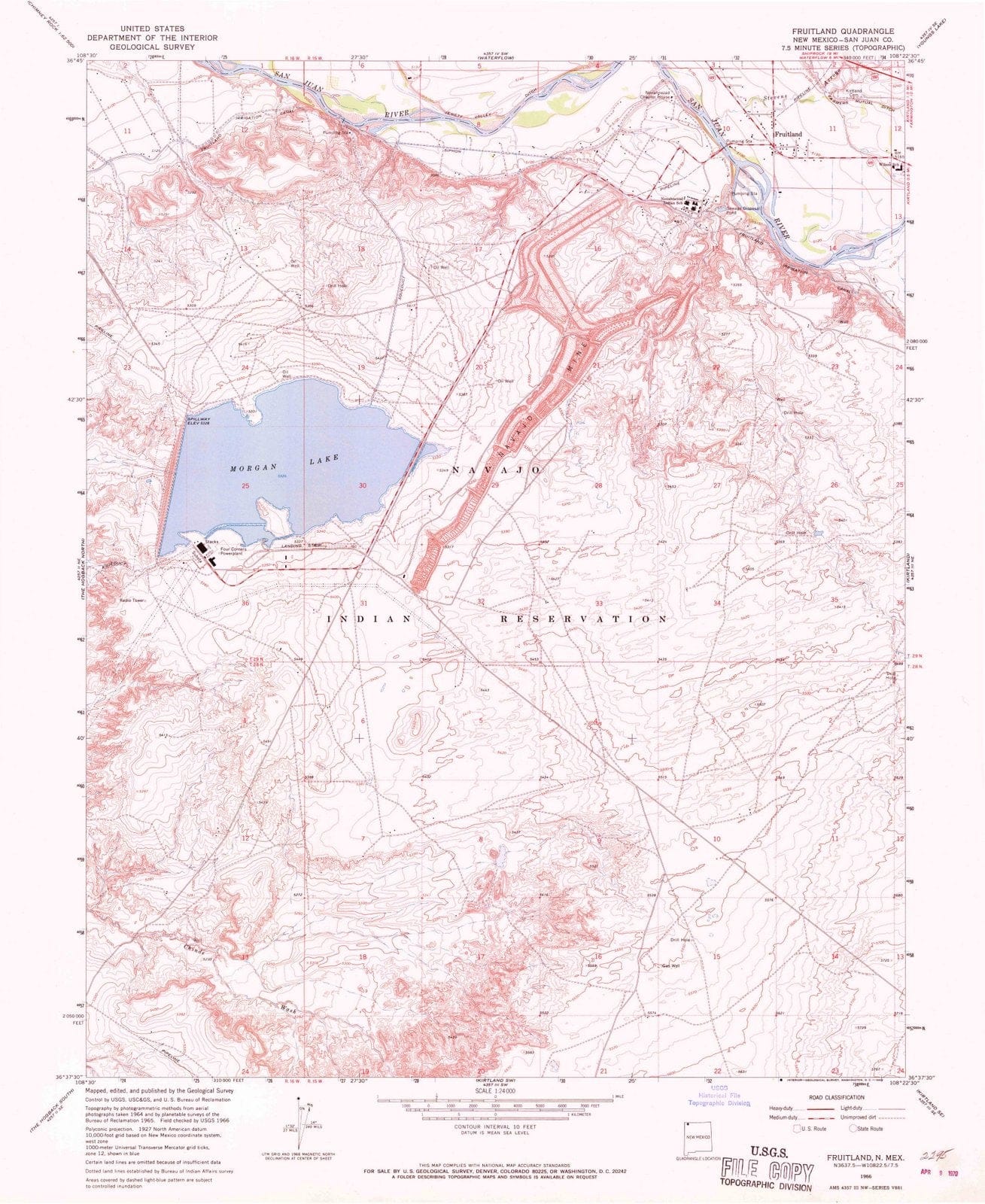 1966 Fruitland, NM - New Mexico - USGS Topographic Map