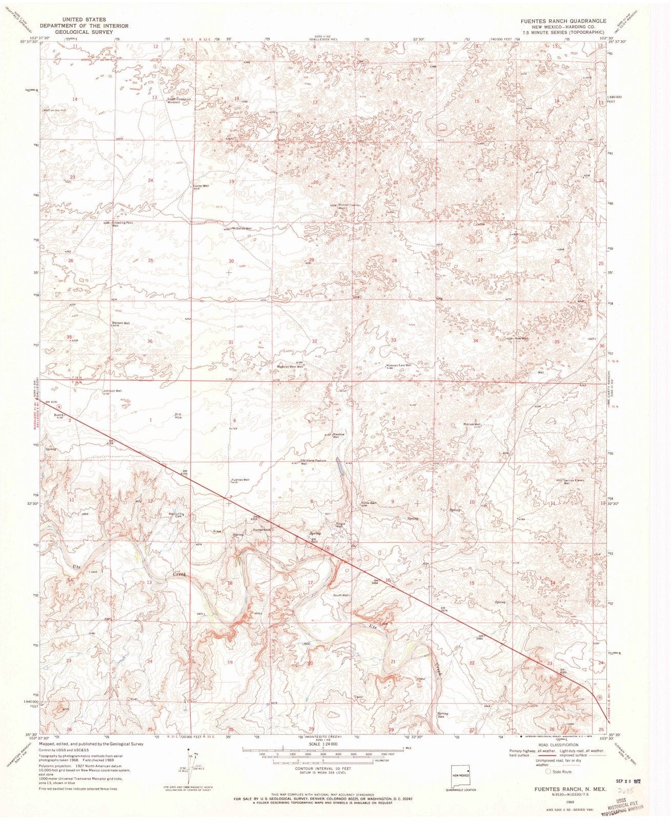 1969 Fuentes Ranch, NM - New Mexico - USGS Topographic Map