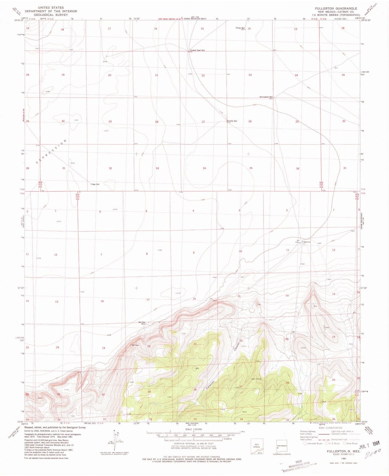 1981 Fullerton, NM - New Mexico - USGS Topographic Map