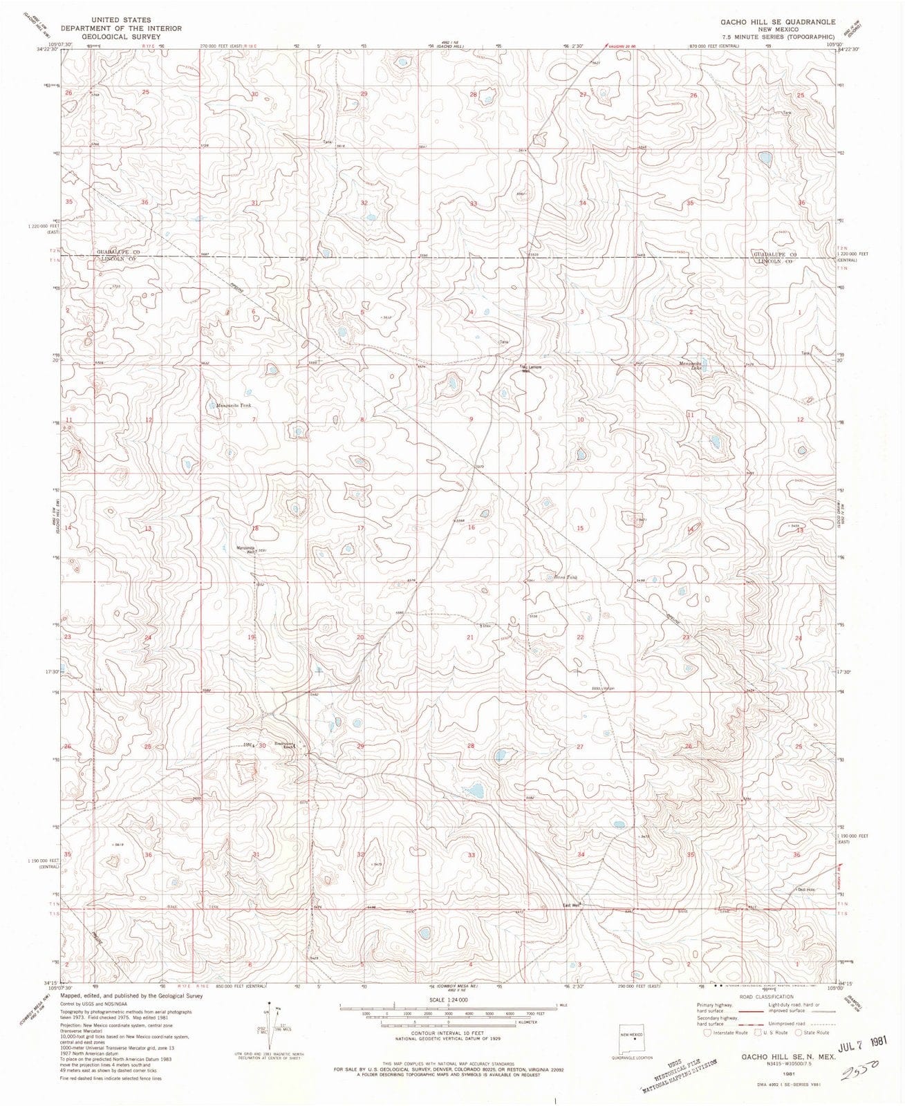 1981 Gacho Hill, NM - New Mexico - USGS Topographic Map v2