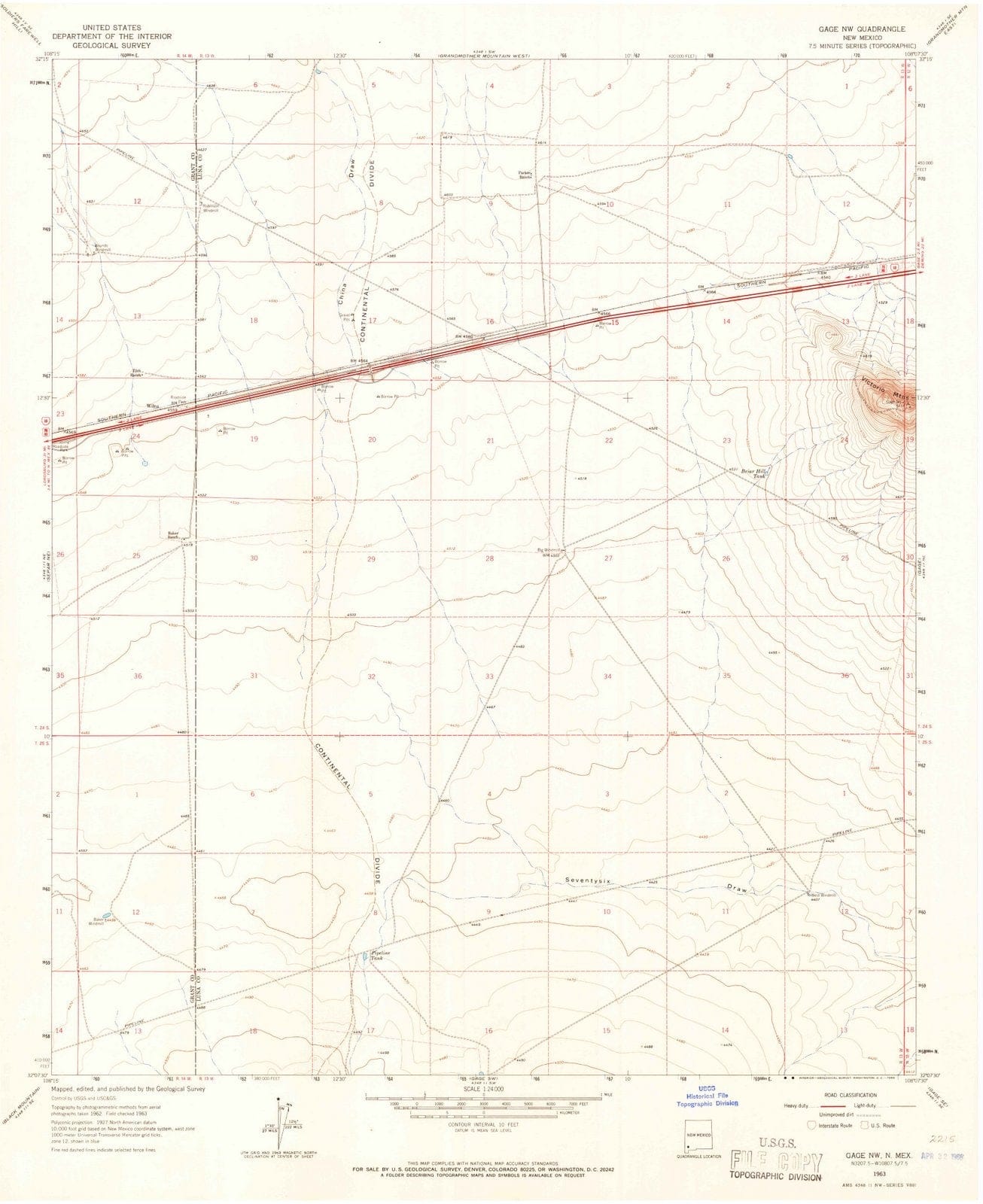 1963 Gage, NM - New Mexico - USGS Topographic Map