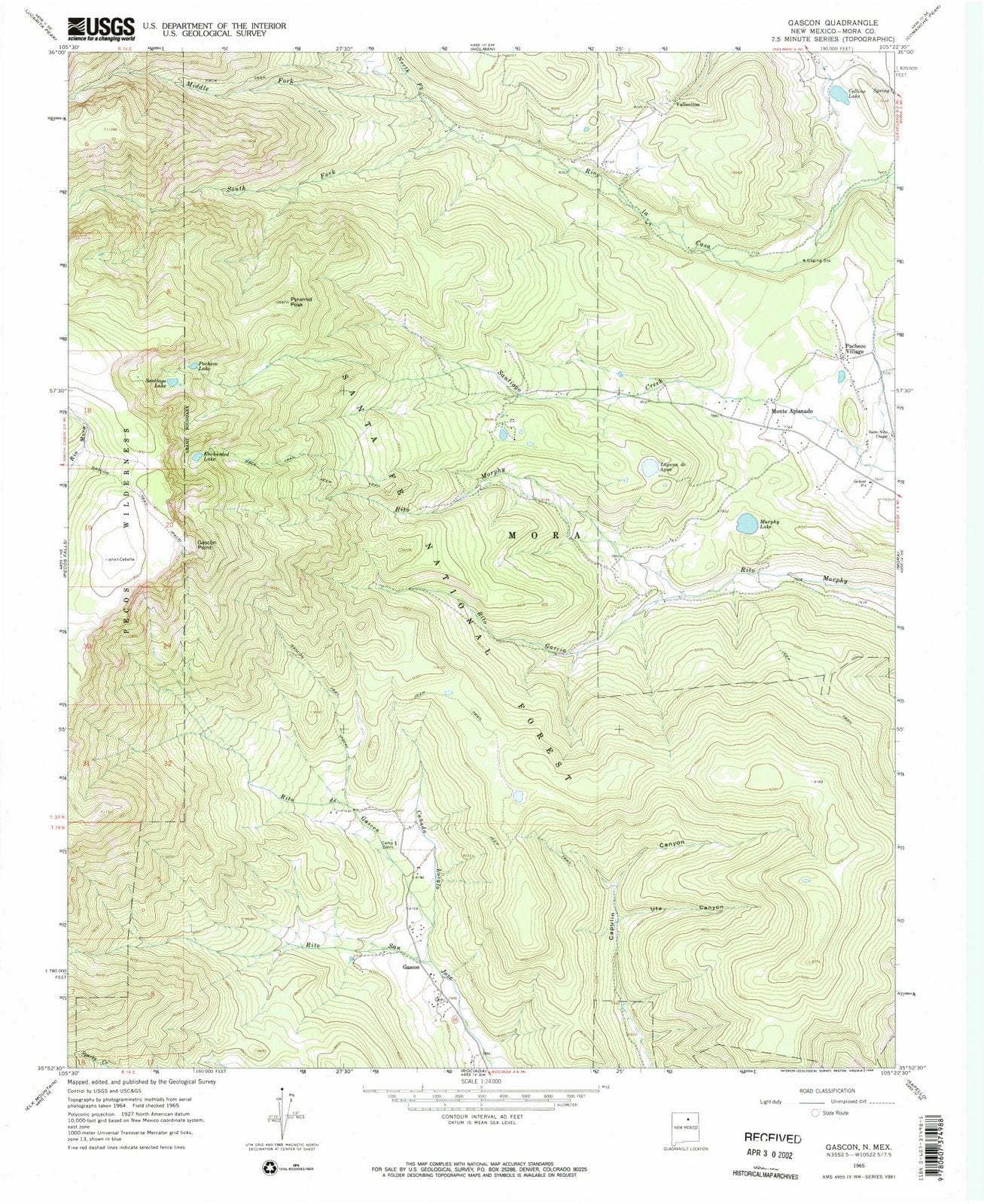 1965 Gascon, NM - New Mexico - USGS Topographic Map