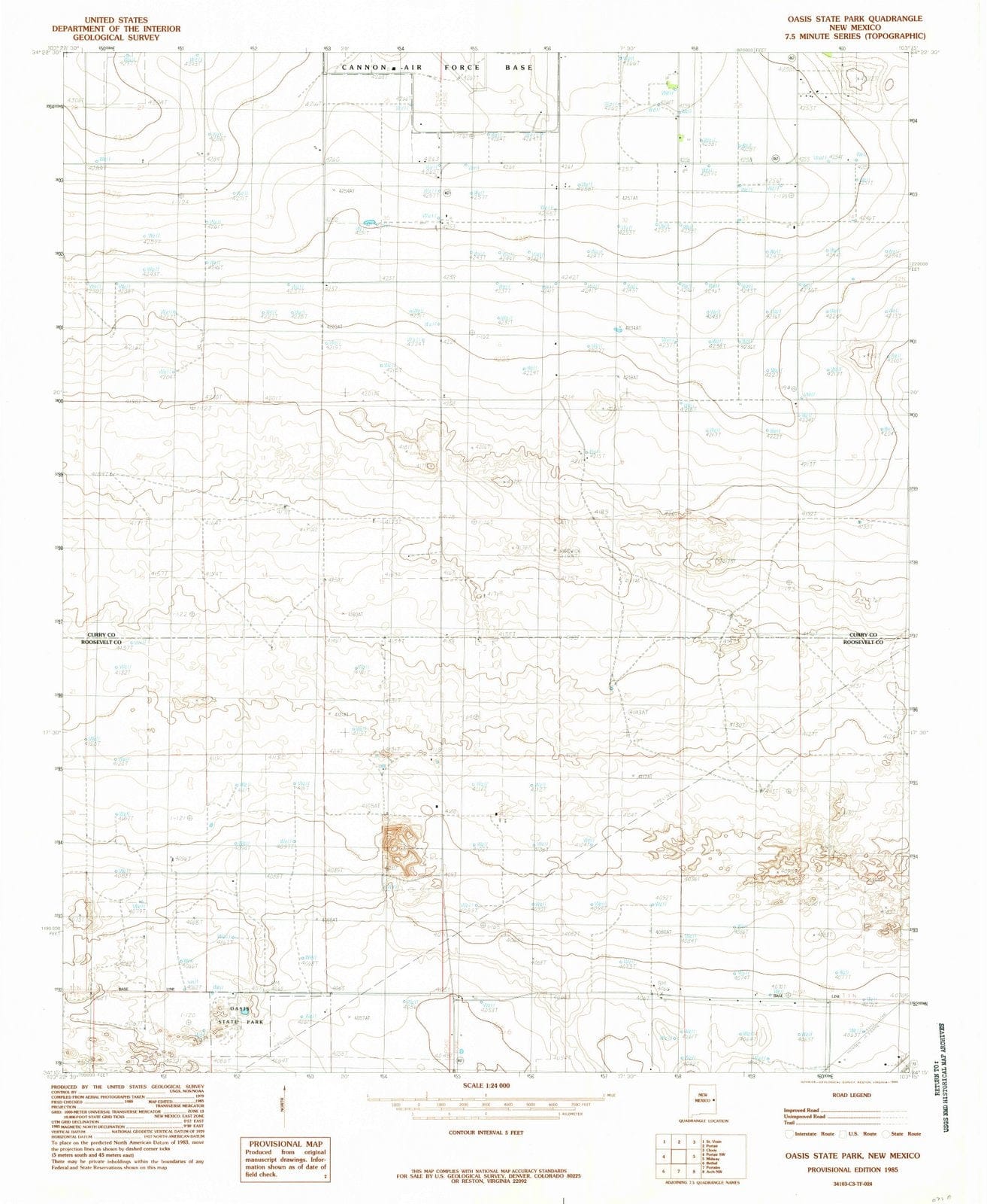 1985 Oasis State Park, NM - New Mexico - USGS Topographic Map