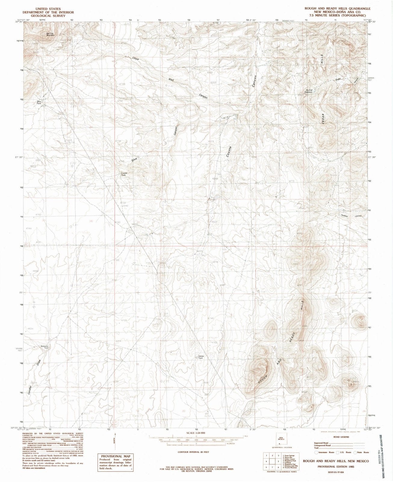 1985 Rough and Ready Hills, NM - New Mexico - USGS Topographic Map