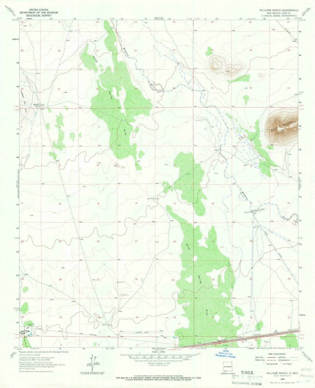 1964 Williams Ranch, NM - New Mexico - USGS Topographic Map
