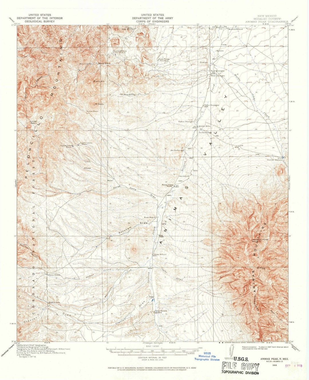 1918 Animas Peak, NM - New Mexico - USGS Topographic Map