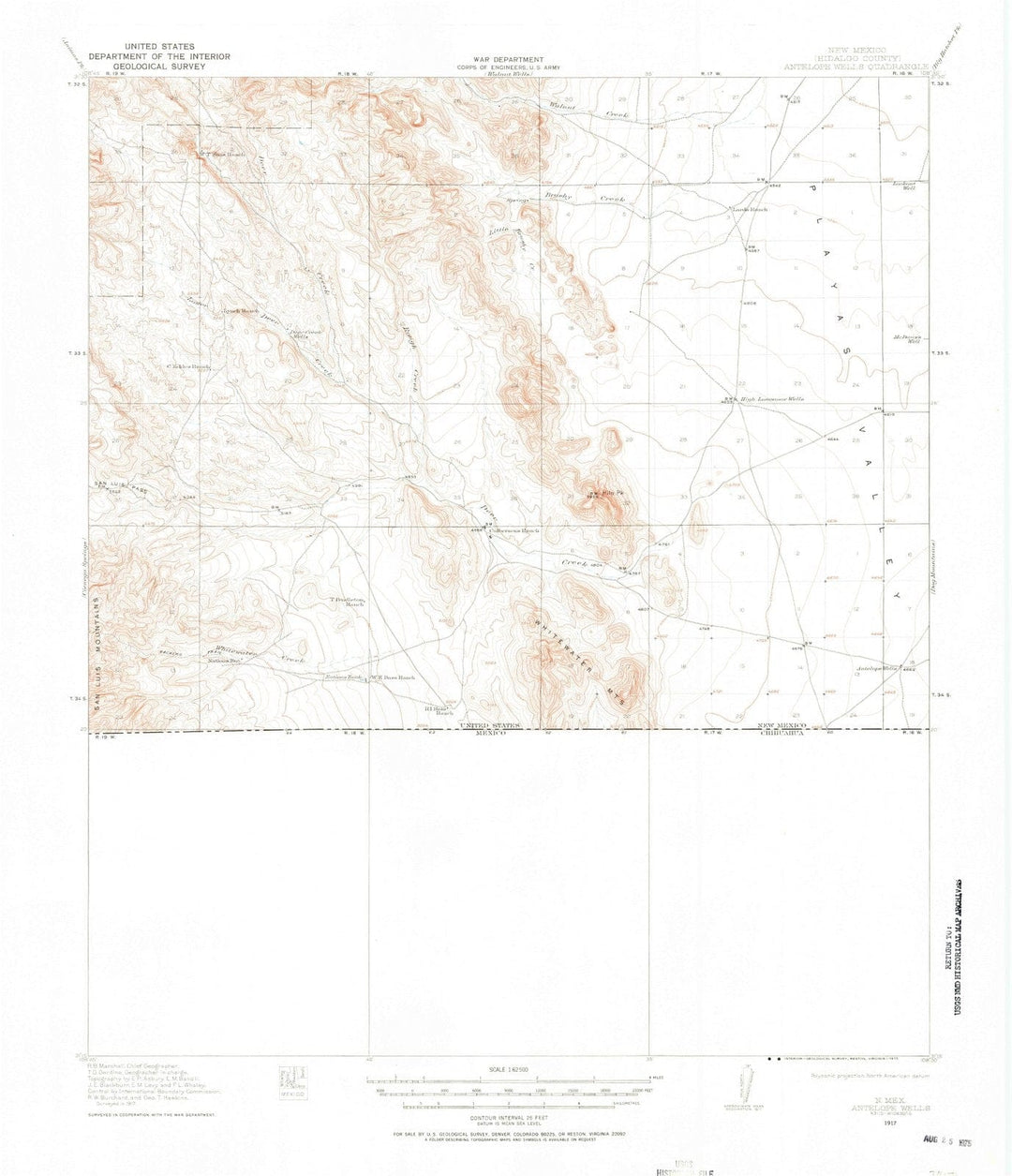 1917 Antelope Wells, NM - New Mexico - USGS Topographic Map