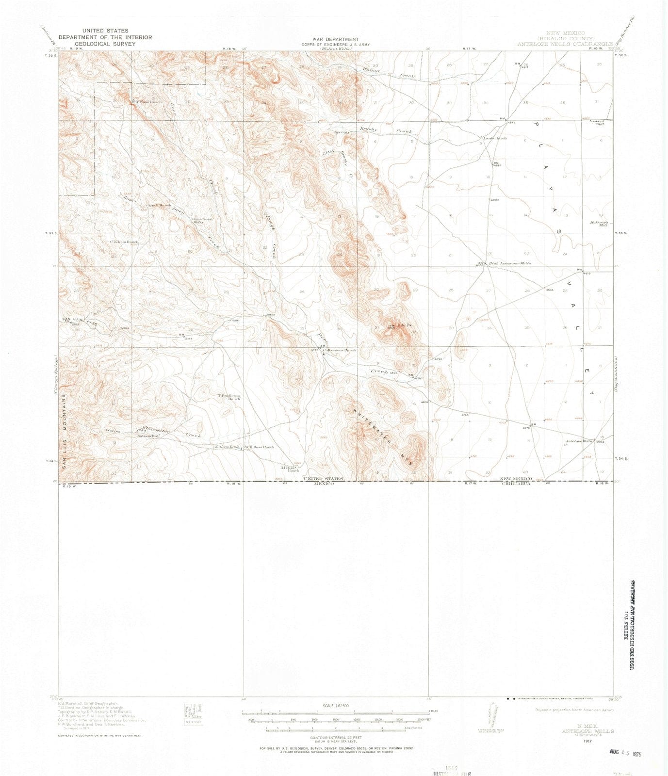 1917 Antelope Wells, NM - New Mexico - USGS Topographic Map