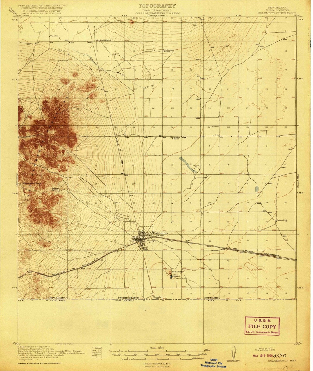 1917 Columbus, NM - New Mexico - USGS Topographic Map