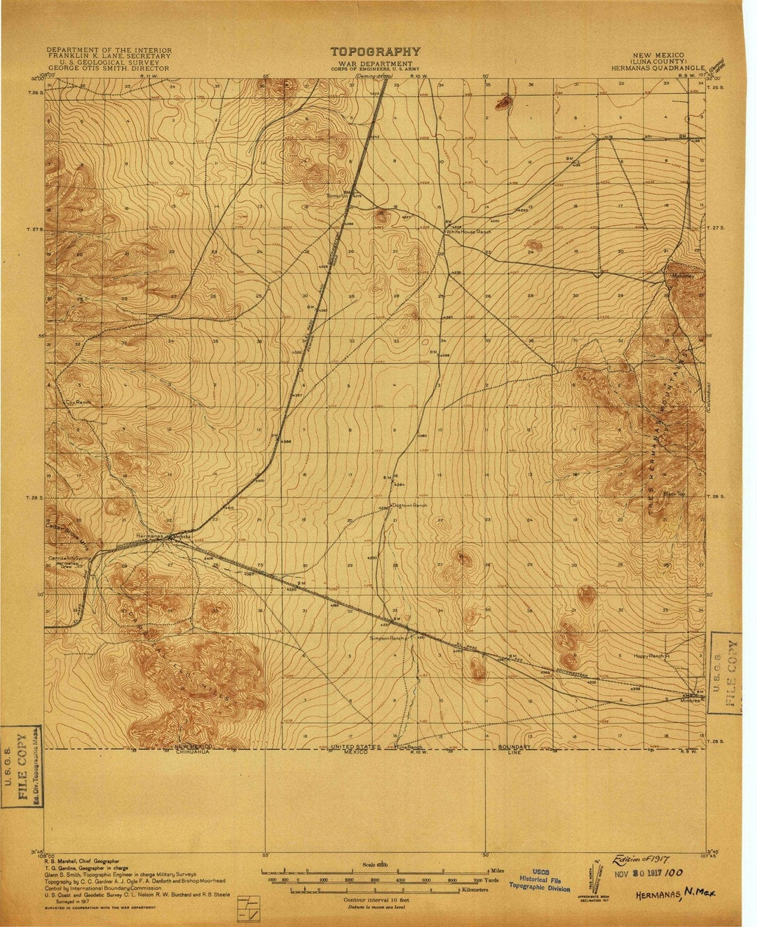 1917 Hermanas, NM - New Mexico - USGS Topographic Map