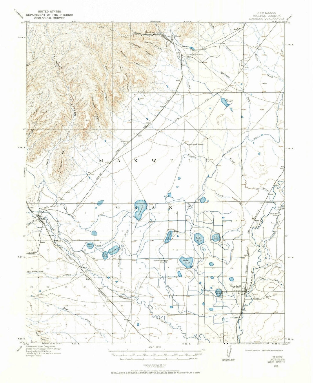 1915 Koehler, NM - New Mexico - USGS Topographic Map