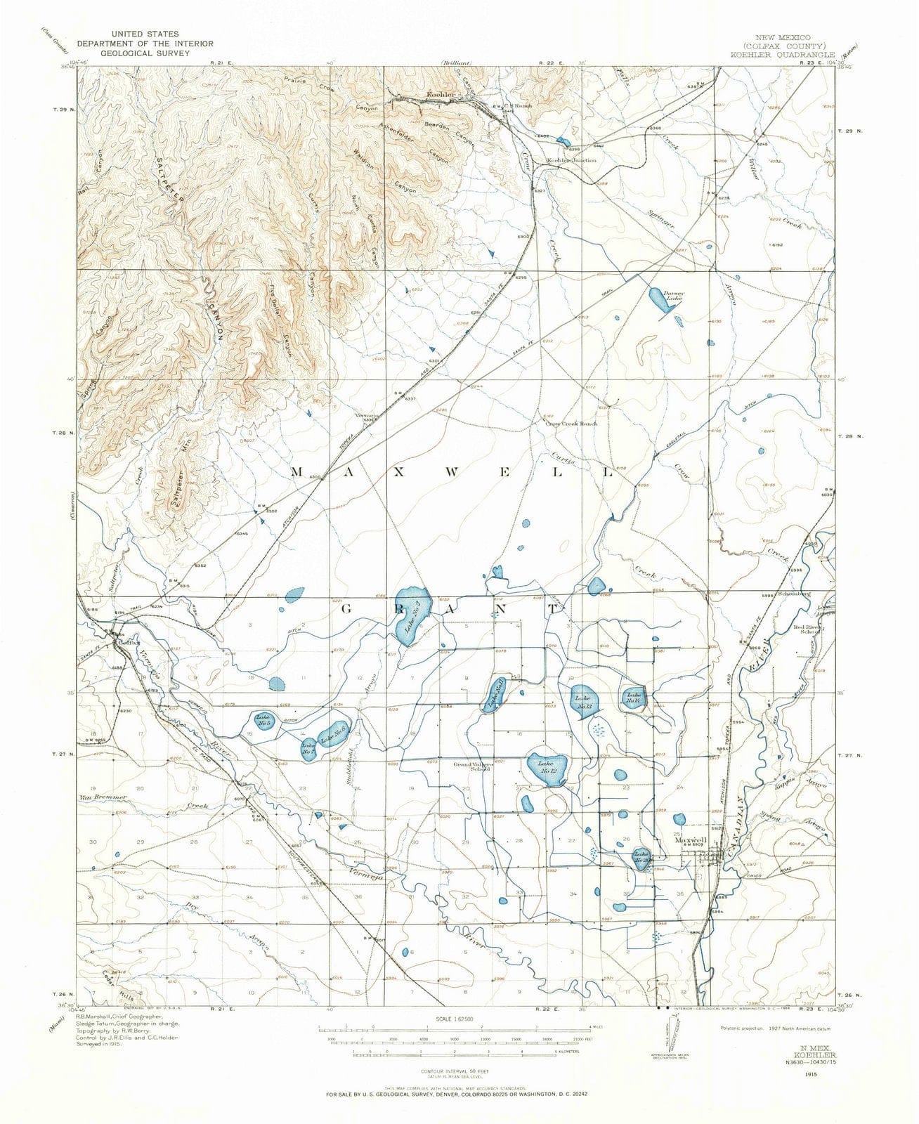 1915 Koehler, NM - New Mexico - USGS Topographic Map