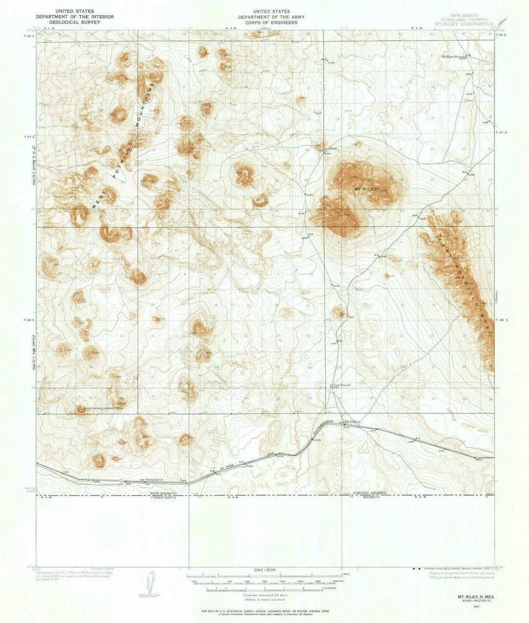 1917 Mt. Riley, NM - New Mexico - USGS Topographic Map